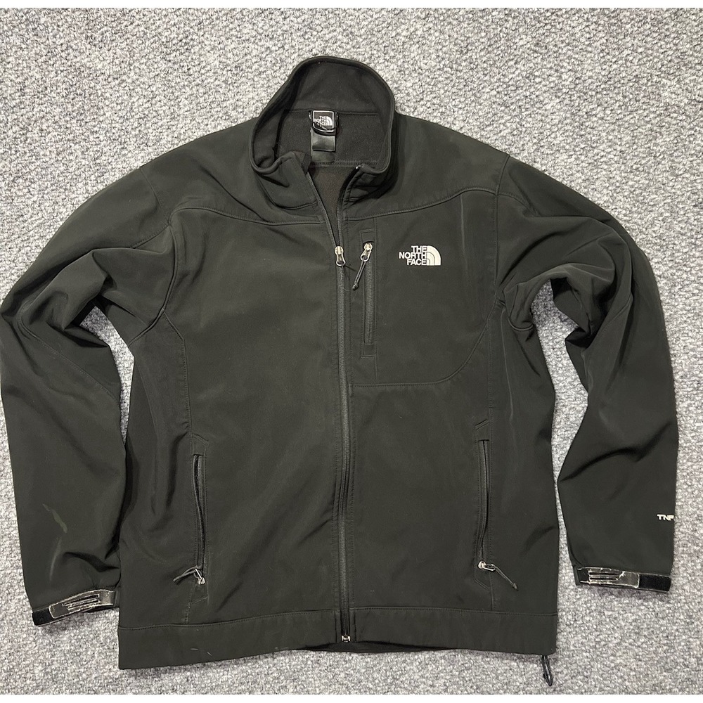 The North Face Black Full Zip Stand-Up Collar Jacket Logo Men's Mid-Length L